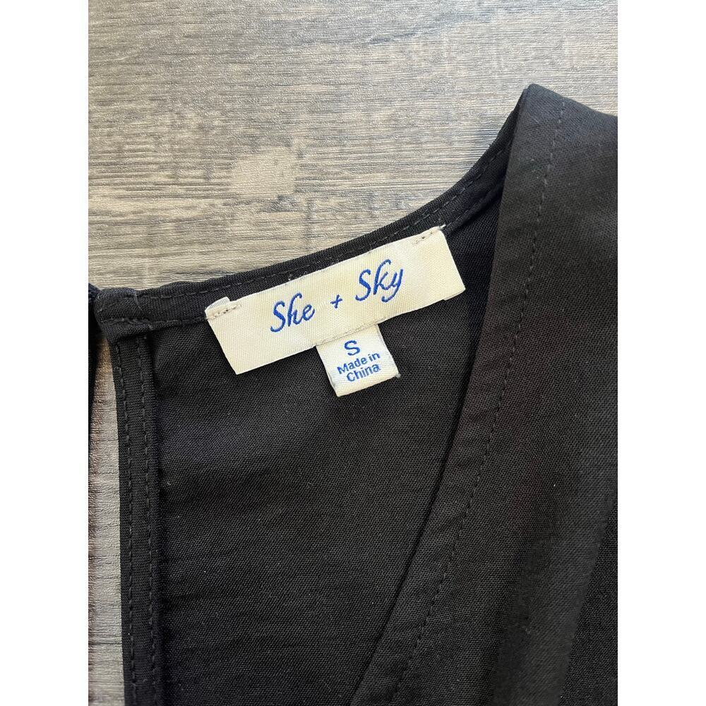 She + Sky Knot Long Sleeve Midi Dress - Black Size S - Picture 4 of 8